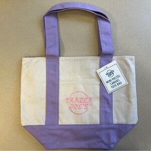 Purple and Cream Canvas Tote Bag
